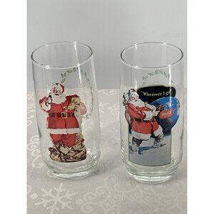 Vintage Coca-Cola Glasses with Haddon Sundblom Santa Claus 1943 Design Set‎ of 2